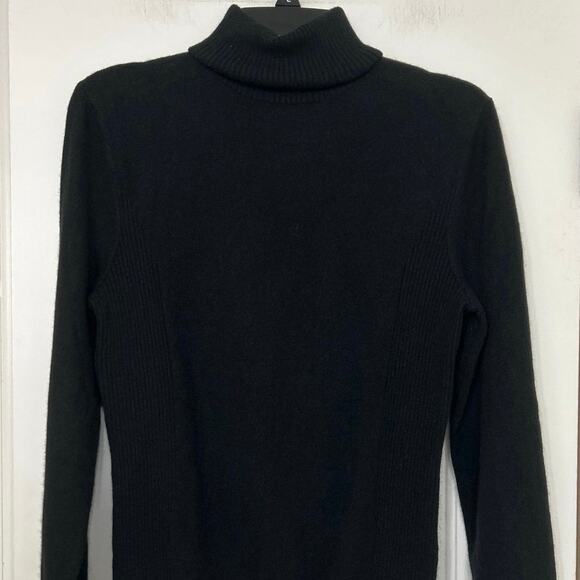 Jones New York Collection Black 100% Cashmere Turtleneck Sweater Lrg Minimalist - Picture 3 of 11